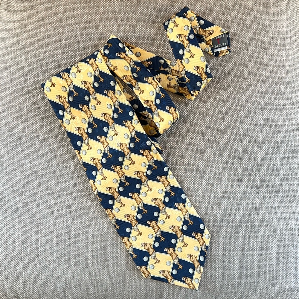 Vintage Robert Talbott Silk Tie Golf Pattern 4” Wide & 65” Long